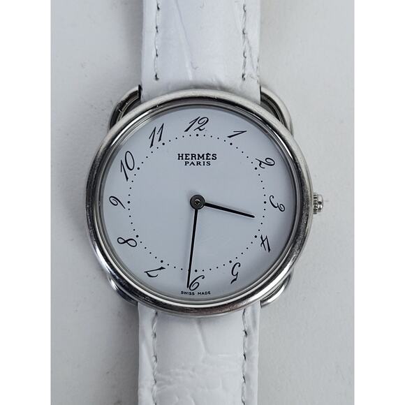 Hermes Arceau Quartz PM 28mm Ladies Watch White - Picture 1 of 8